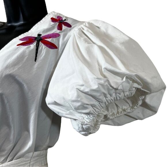 Trina Turk Embroidered Dragonfly Balloon Sleeve Fiona Blouse - Picture 9 of 14